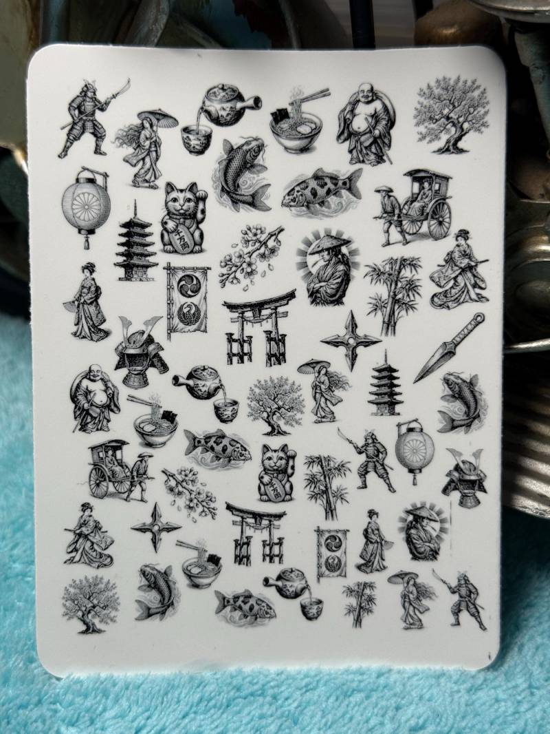 Nagel Sticker Japanisch Feudal - Nagelsticker Wasserschiebe Stickers Nailart Wassernagel Vintage Mittelalter von Etsy - TheArtofNaildesign