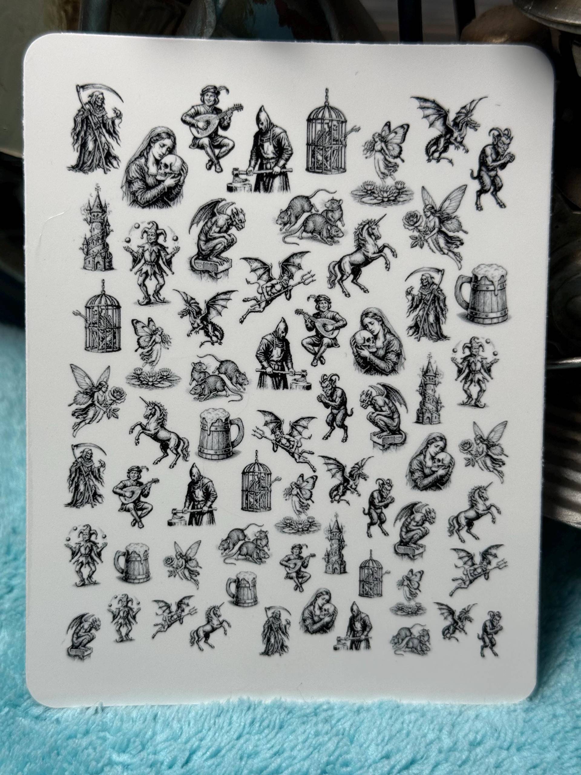 Nagel Sticker Mittelalterliches Europa - Nagelsticker Wasserschiebe Stickers Nailart Wassernagel Vintage Antik von Etsy - TheArtofNaildesign