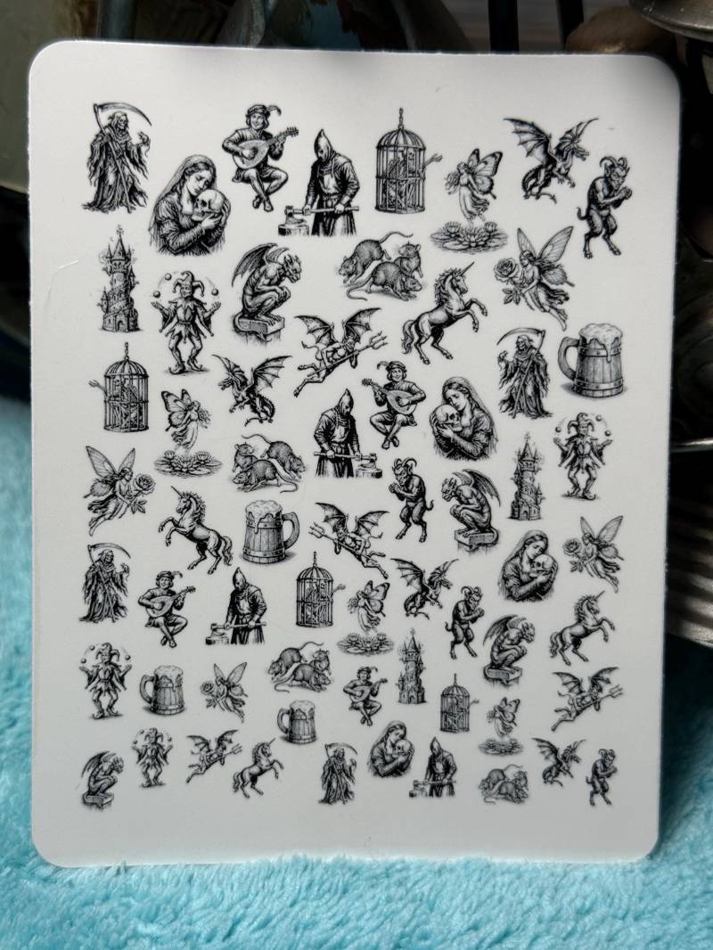 Nagel Sticker Mittelalterliches Europa - Nagelsticker Wasserschiebe Stickers Nailart Wassernagel Vintage Antik von Etsy - TheArtofNaildesign