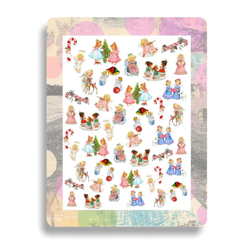 Nagel Sticker Vintage Weihnachten I Tattoo Wasserschiebe Nägel Naildesign Engel, Süße Kinder Zuckerstange von Etsy - TheArtofNaildesign
