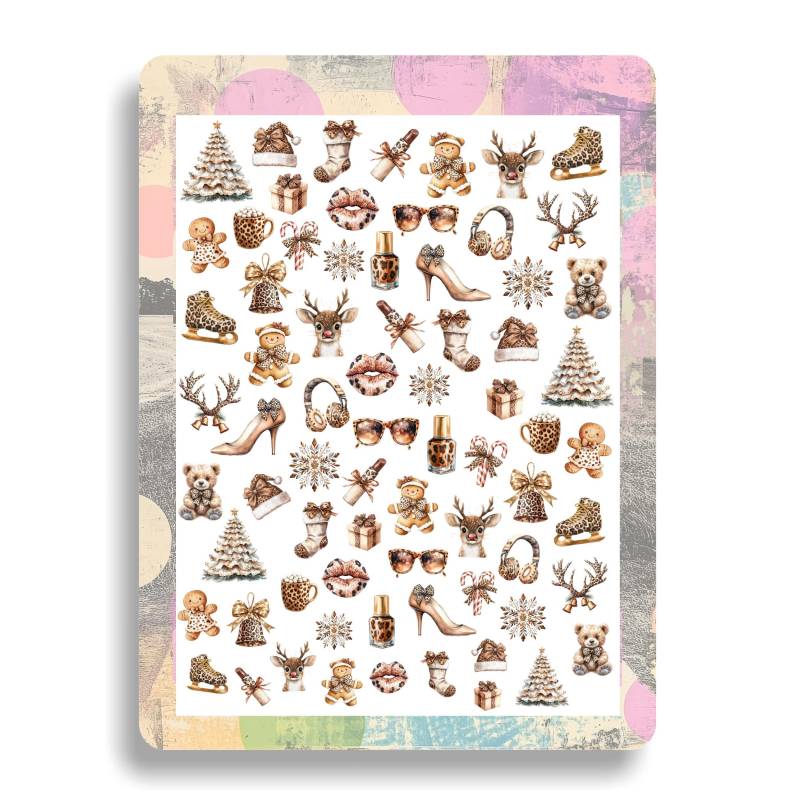 Nagel Sticker Weihnachten I Tattoo Wasserschiebe Nägel Nailart Leopard Weiblich Kussmund Lippenstift, Nagellack Winter Christbaum von Etsy - TheArtofNaildesign