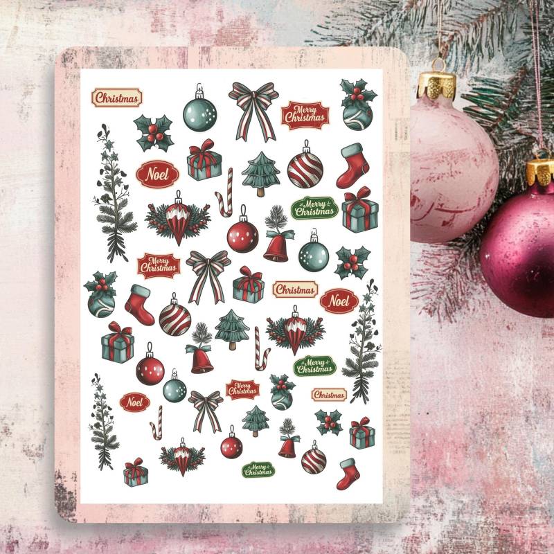 Nagel Sticker Weihnachten I Tattoo Wasserschiebe Nägel Nailart Weihnachtskugel Retro Zuckerstange Christmas Schriftzug von Etsy - TheArtofNaildesign