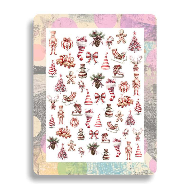 Nagel Sticker Weihnachten I Tattoo Wasserschiebe Nägel Nailart Zuckerstange Lokomotive Nussknacker Schneemann Naildesign von Etsy - TheArtofNaildesign