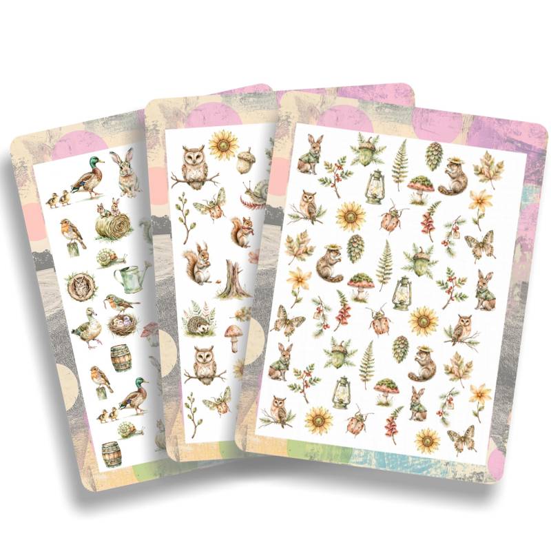 Nagel Stickerr Natur - Wassernagel Abziehbilder Nailart Waldtiere Blumen Schmetterling Pilze Eule Nageldesign Herbst von Etsy - TheArtofNaildesign