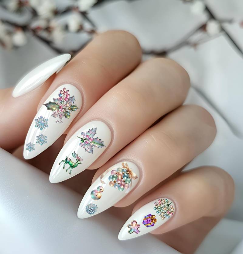 Nagel Wasser Aufkleber, Weihnachtsstechpalme, Kristall Weihnachten, Feiertage, Wassernagel Abziehbild, Wasserschiebefolie Abziehbild von Etsy - TheArtofNaildesign