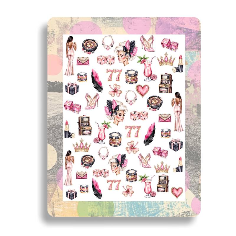 Nagel Wasser Aufkleber Las Vegas - Quirliges Nachtleben Casino Wasserrutsche Nailart Würfel, Spielchips von Etsy - TheArtofNaildesign