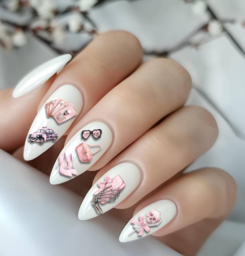 Nagelsticker, Gothic Nails, Stickers, Nagel Stickers Melancholisch, Liebe, Rosa, Düster, Wasserschiebefolie Nailart von Etsy - TheArtofNaildesign