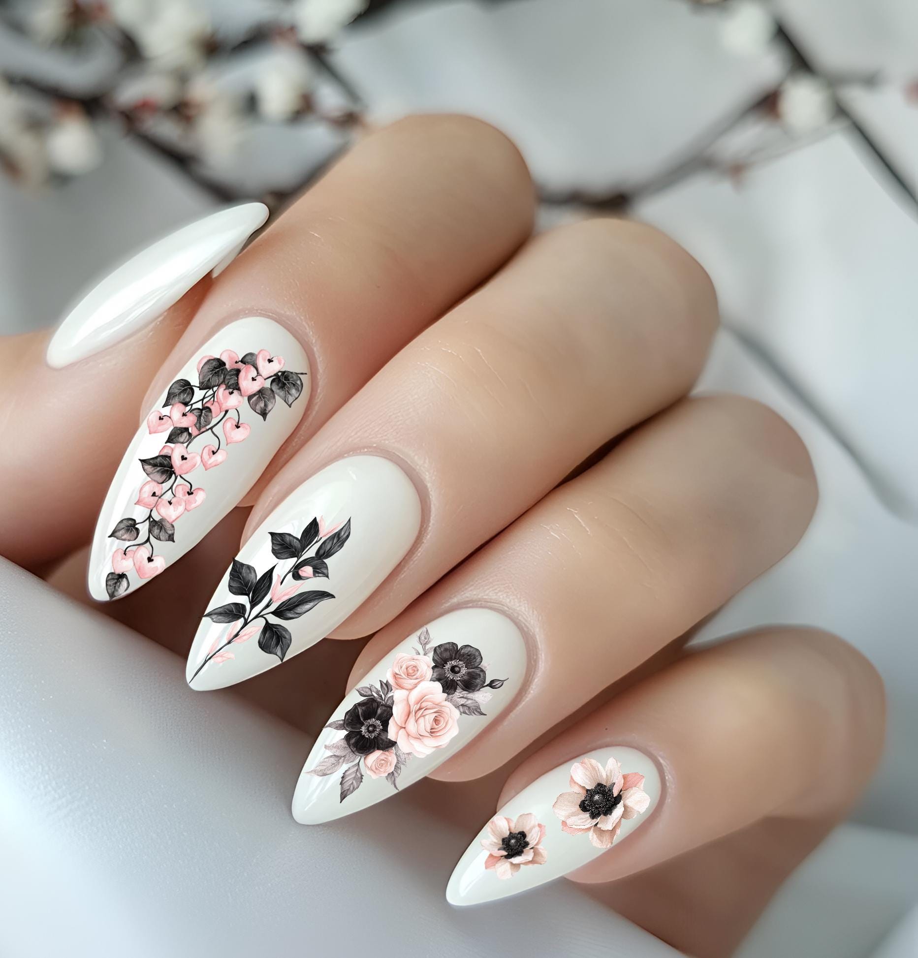 Nagelsticker Blume Blüte Nailart Wasserschiebefolie Blumenranken, Blätterranken Nagelsticker Blume Blüte Nailart Wasserschiebefolie Blumenranken, Blätterranken von Etsy - TheArtofNaildesign