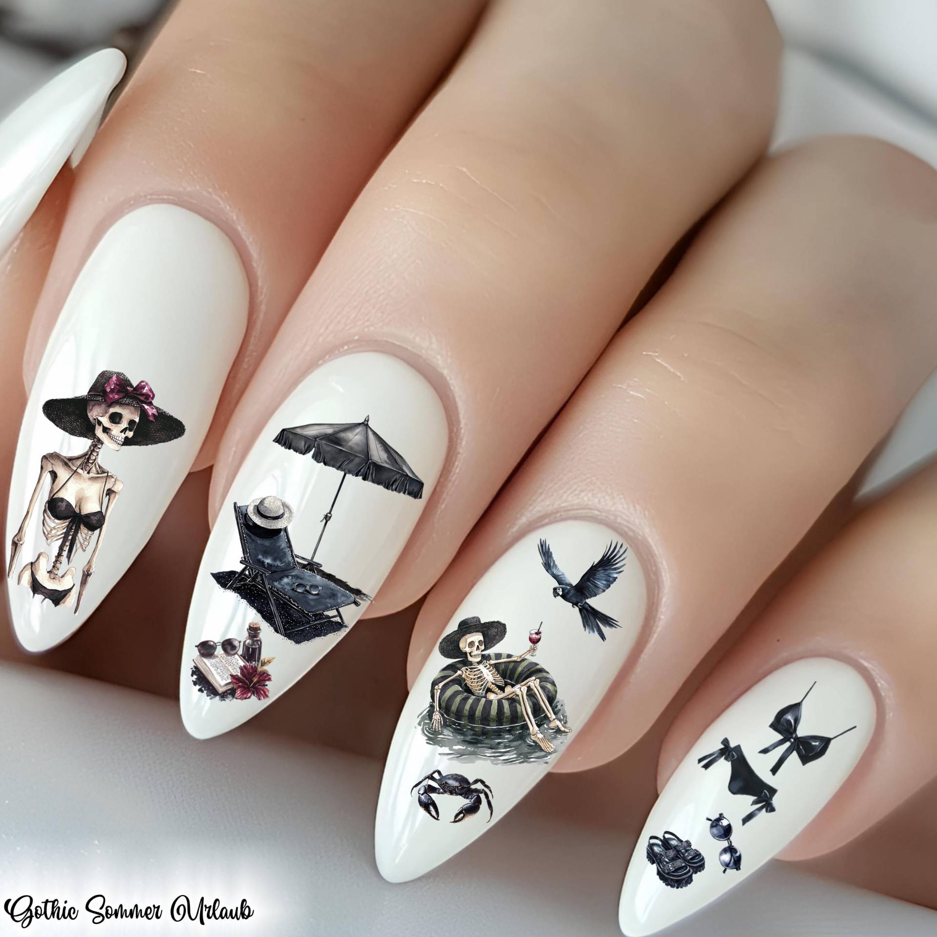 Nagelsticker Gothic Sommer Urlaub - Wasserschiebefolie Stickers Nail Art Abziehbild Für Nägel Nagelsticker Gothic Sommer Urlaub - Wasserschiebefolie Stickers Nail Art Abziehbild Für Nägel von Etsy - TheArtofNaildesign