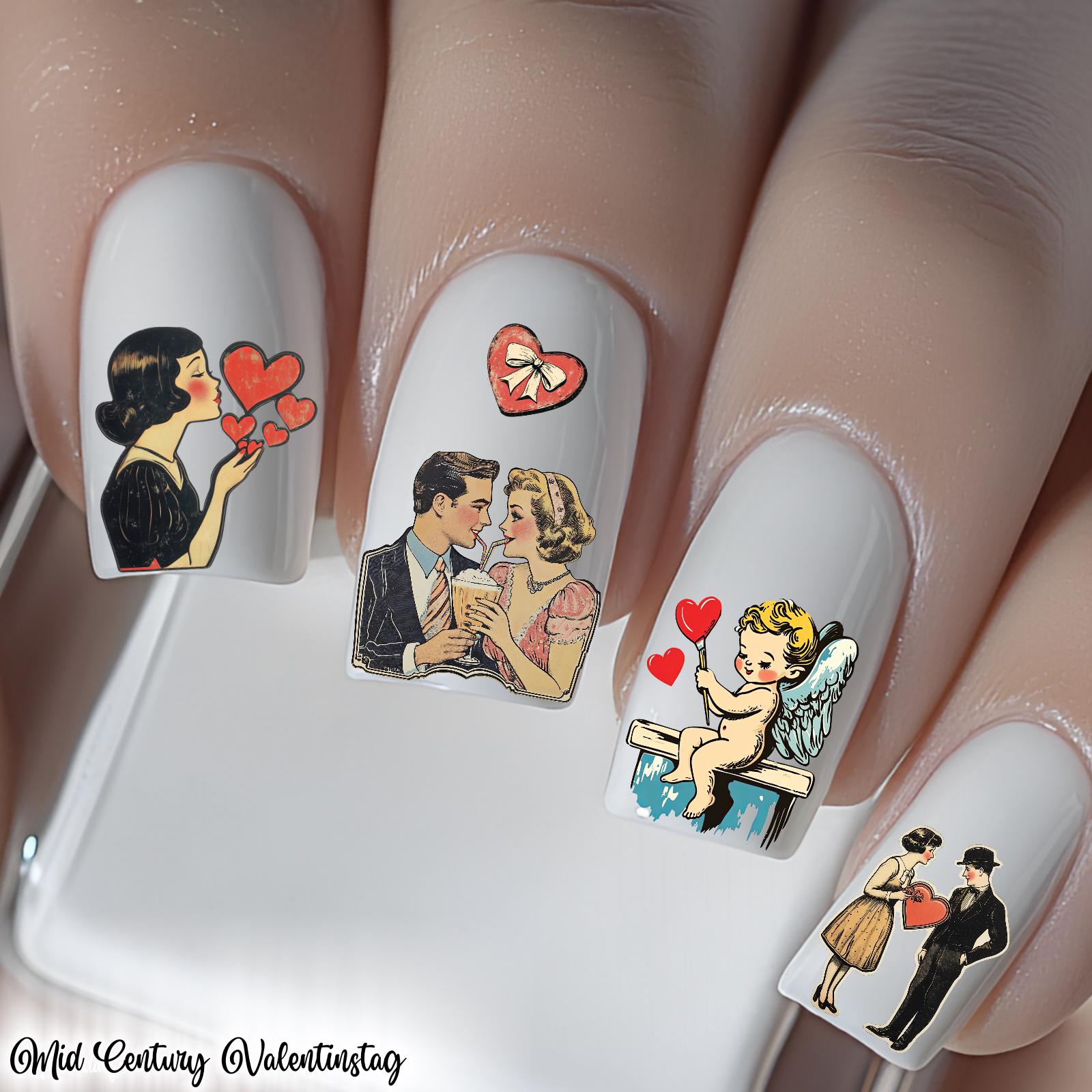 Nagelsticker Retro Valentinstag Liebe - Wasserschiebefolie Stickers Nail Art Abziehbild Für Nägel von Etsy - TheArtofNaildesign