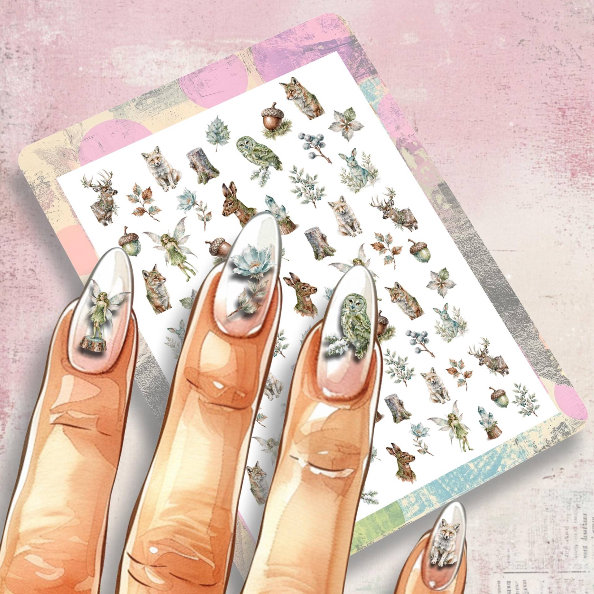 Nagelsticker Verschneiter Wald - Tattoo Sticker Für Nägel I Nailart Abziehbild Winter, Winterlandschaft, Waldtiere von Etsy - TheArtofNaildesign