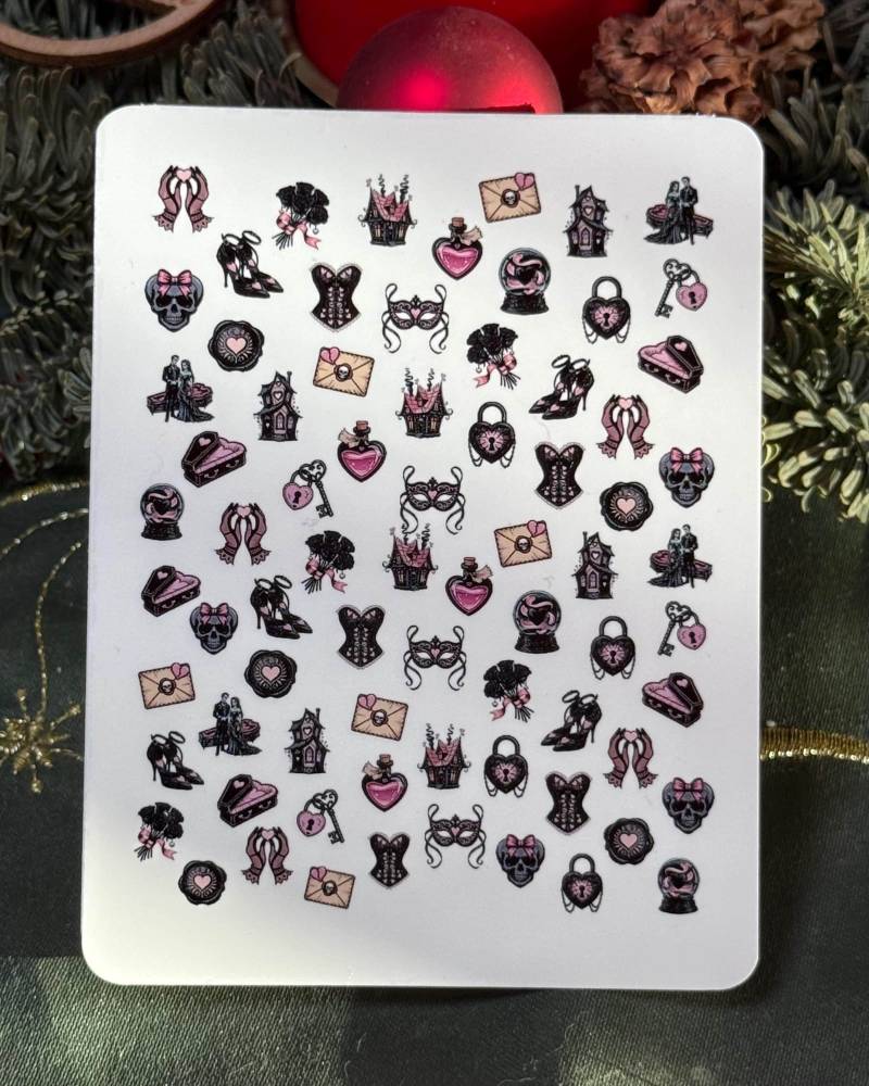 Nagelsticker Wasserschiebe Stickers Für Nägel, Nailart Gothic, Gruseliger Valentinstag, Gothic Valentinsgruß von Etsy - TheArtofNaildesign