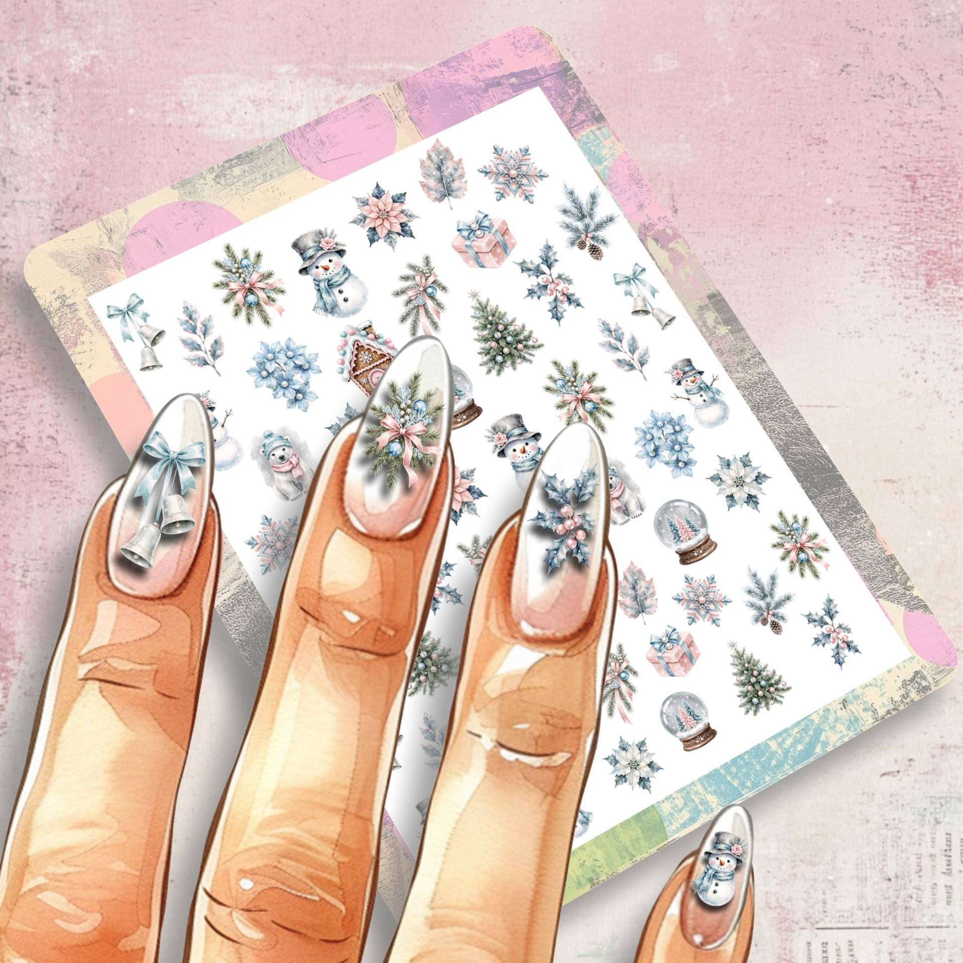 Nagelsticker Weihnachten - Tattoo Sticker Für Nägel I Nailart Abziehbild Eleganter Winter Frostiger von Etsy - TheArtofNaildesign