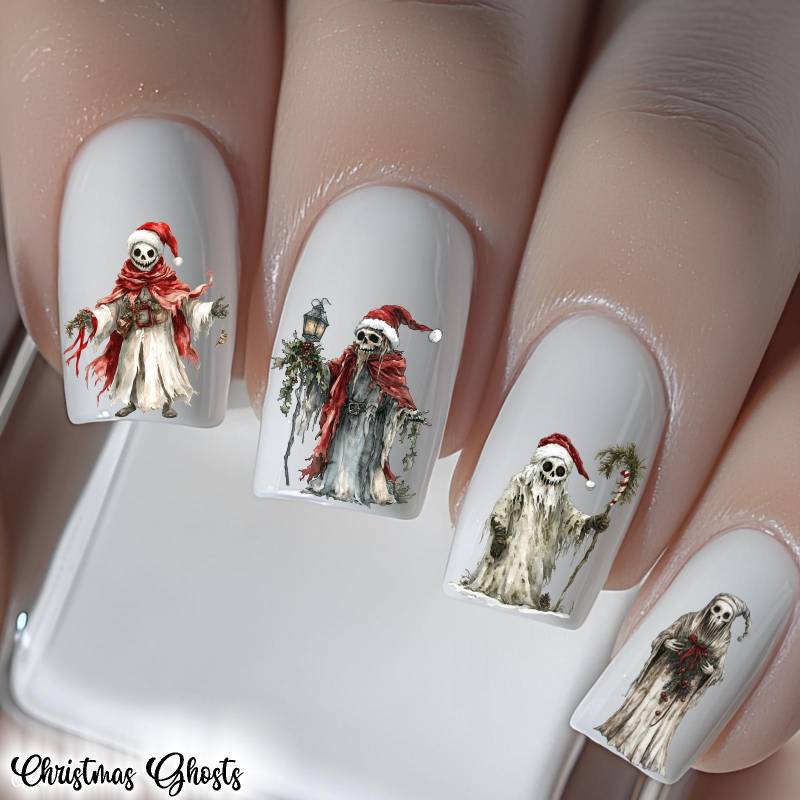 Nail Art Wasser Aufkleber, Geist, Gothic Weihnachten, Winter, Feiertage, Wassernagel Abziehbild, Nagel Wasserschiebefolie Abziehbild von Etsy - TheArtofNaildesign