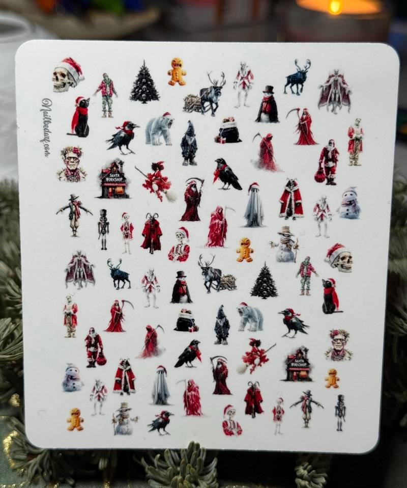 Nail Art Wasser Aufkleber, Krampus, Gothic Weihnachten, Winter, Feiertage, Wassernagel Abziehbild, Nagel Wasserschiebefolie Abziehbild von Etsy - TheArtofNaildesign
