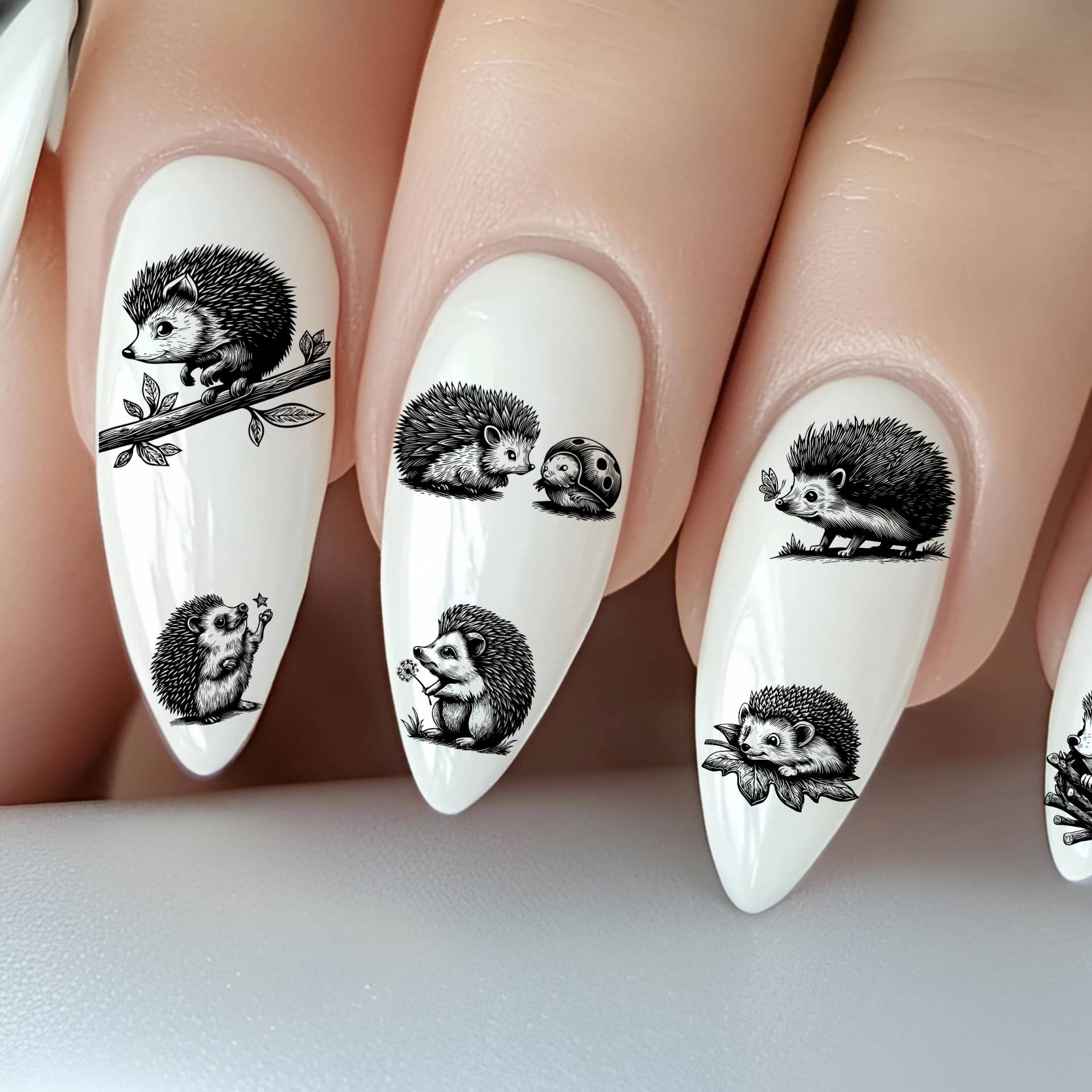 Niedliche Igel Wasser Nagelsticker, Wasserschiebe Sticker Für Nägel, Nagel Stickers Pusteblume, Stern, Schmetterling, Ast von Etsy - TheArtofNaildesign