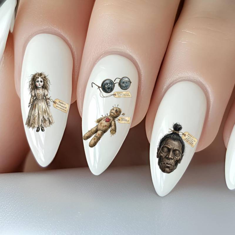 Okkulte Artefakte Wasser Nagelsticker, Wasserschiebe Stickers Nägel, Verflucht, Dunkle Fantasie, Voodoo Puppe, Verfluchte Puppe von Etsy - TheArtofNaildesign