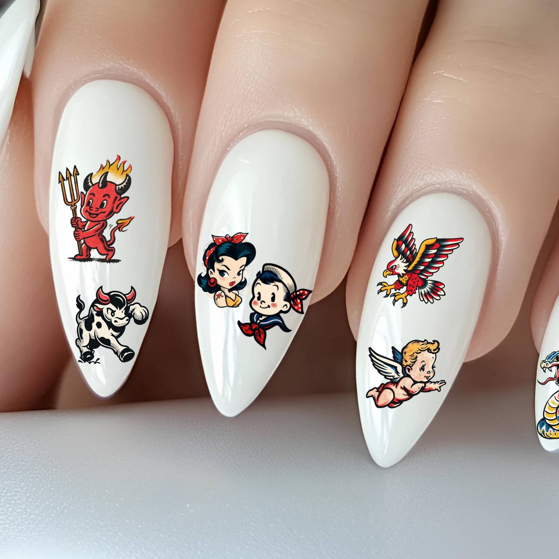 Old School Wasser Nagelsticker, Wasserschiebe Sticker Nägel Retro von Etsy - TheArtofNaildesign