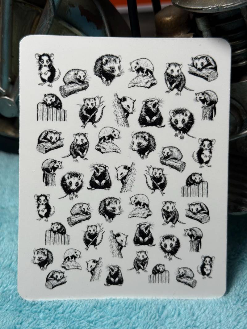Opossum Wasser Nagelsticker, Wasserschiebe Sticker Für Nägel, Nailart Stickers Schwarz von Etsy - TheArtofNaildesign