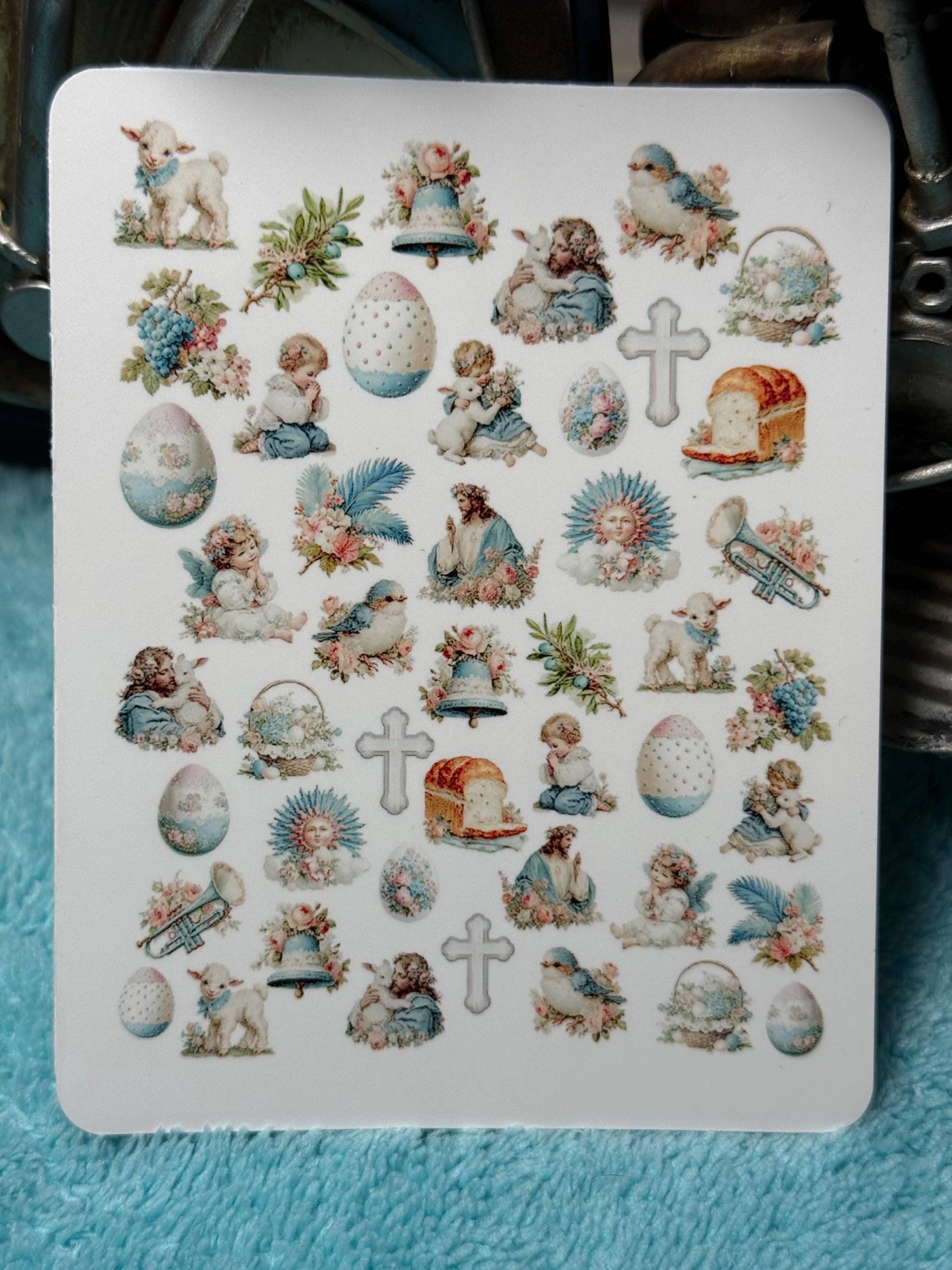 Religiöses Ostern Nailart Wasserschiebe Stickers Für Nägel, Nagelsticker Antike Ostern, Osterhase, Osterlamm von Etsy - TheArtofNaildesign