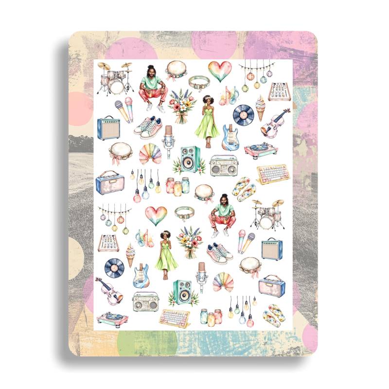 Retro Indie Nagelaufkleber - Wasserschiebebilder Nägel Nailart Boho Musik Festival, Party Im Freien, Sommer Konzert von Etsy - TheArtofNaildesign