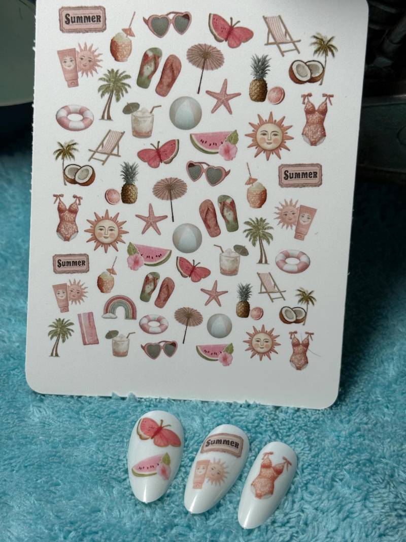 Retro Sommer Wasser Nagelsticker, Wasserschiebe Sticker Für Nägel, Nailart Stickers Urlaub, Sonne, Ferien Retro Sommer Wasser Nagelsticker, Wasserschiebe Sticker Für Nägel, Nailart Stickers Urlaub, Sonne, Ferien von Etsy - TheArtofNaildesign