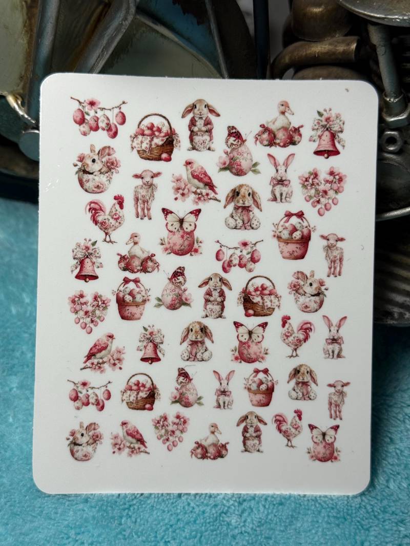 Rosa Ostern Nailart Wasserschiebe Stickers Für Nägel, Nagelsticker Osterhasen, Hase, Osterhase, Frühling von Etsy - TheArtofNaildesign