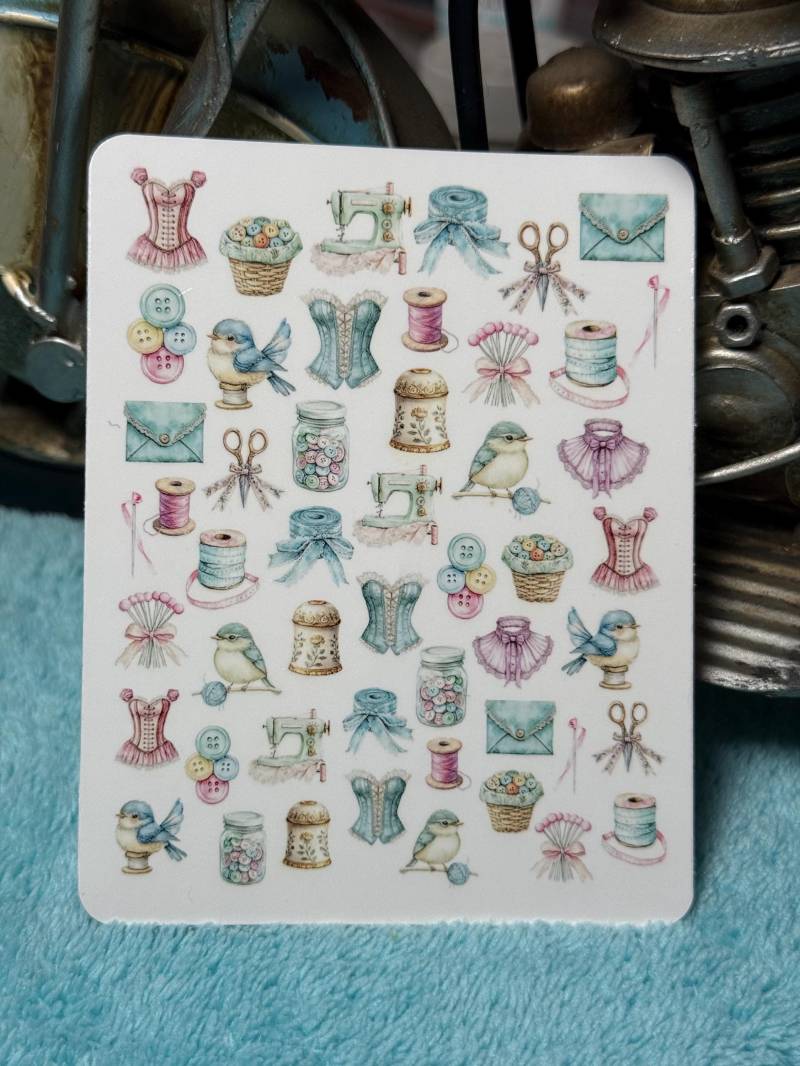 Shabby Chic Nähen Nailart Wasserschiebe Stickers Für Nägel, Nagelsticker Vintage Nähen, Viktorianisch von Etsy - TheArtofNaildesign