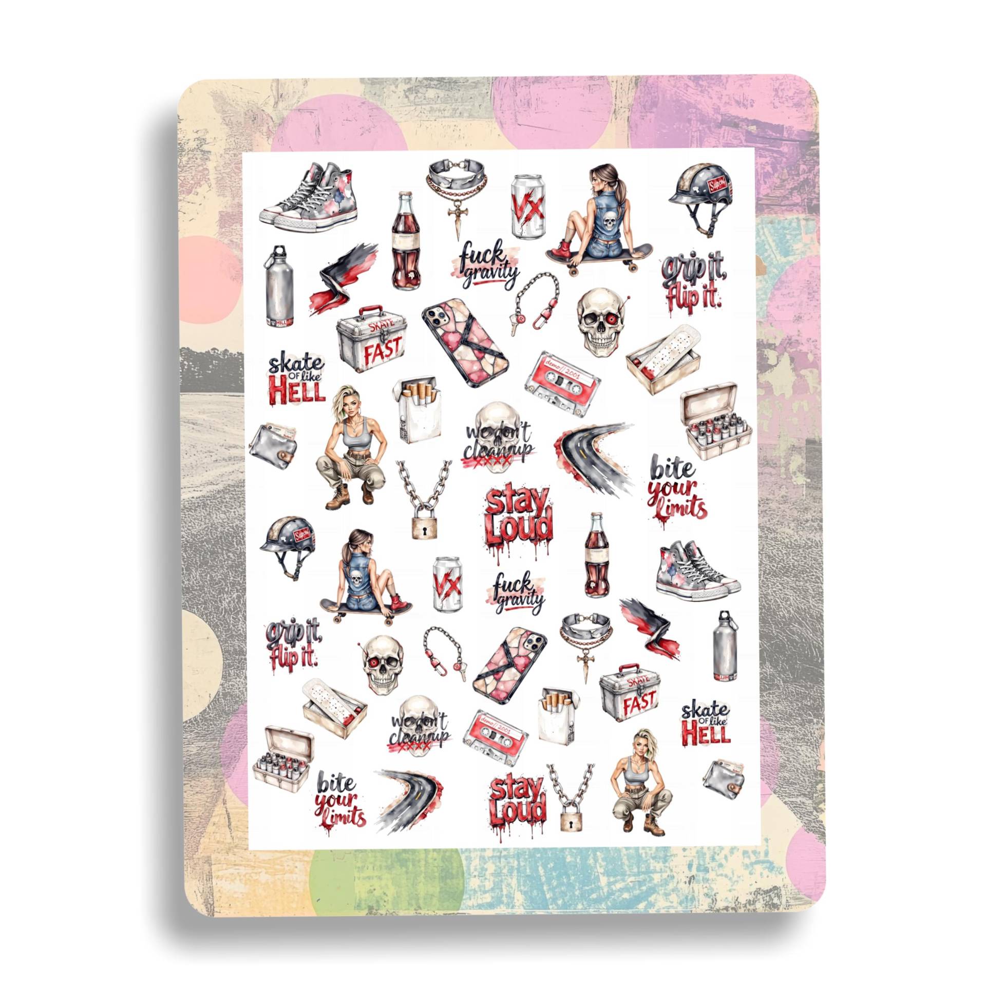 Skater Girl Nagelaufkleber - Wasserschiebebilder Nägel Nailart Street Style, Aquarell Punk, Grunge von Etsy - TheArtofNaildesign