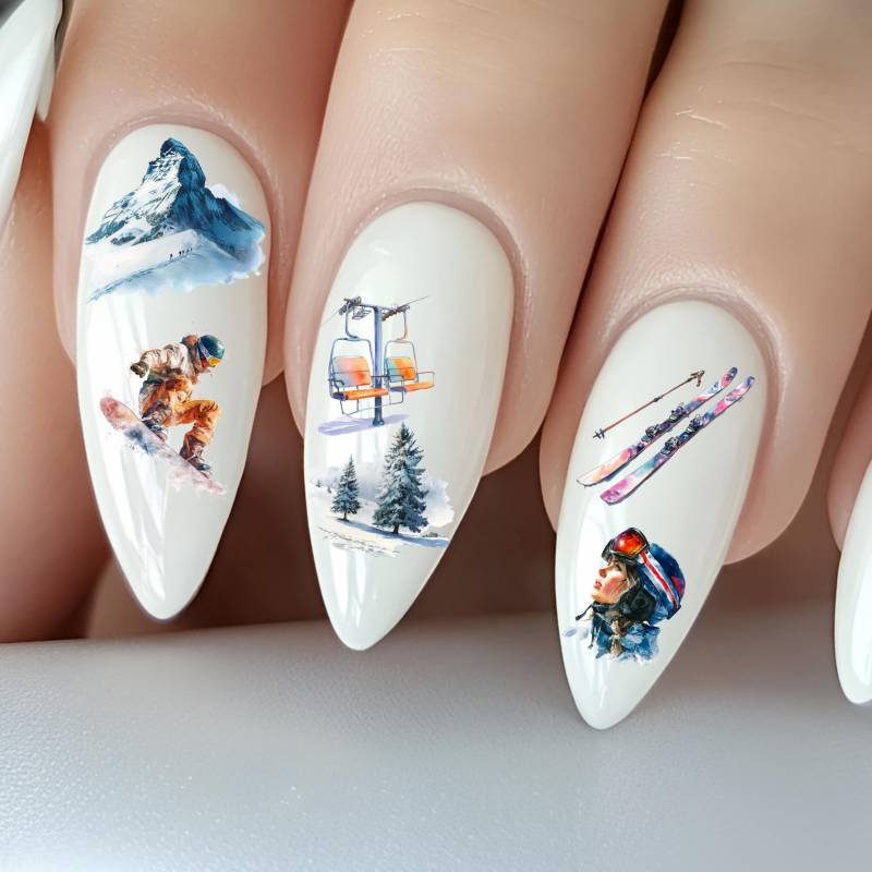 Ski & Snowboard Wasser Nagelsticker, Wasserschiebe Stickers Nägel, Winter, Sport, Sport-Urlaub, Berge Ski & Snowboard Wasser Nagelsticker, Wasserschiebe Stickers Nägel, Winter, Sport, Sport-Urlaub, Berge von Etsy - TheArtofNaildesign