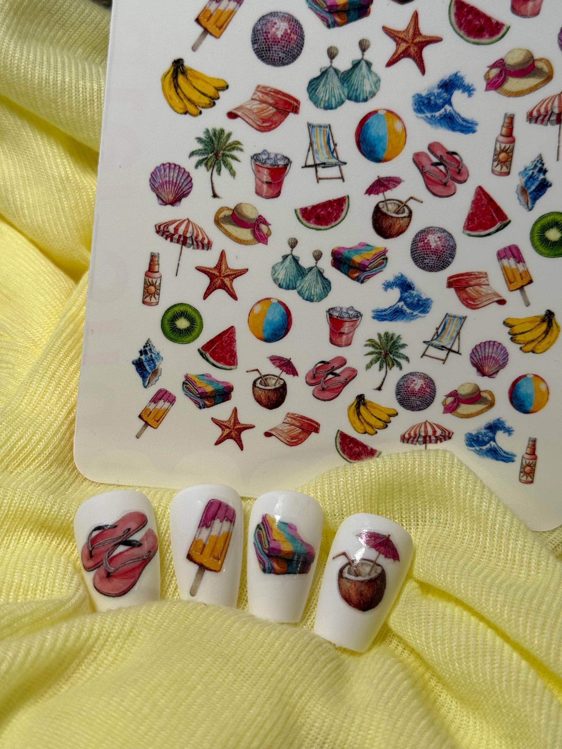 Sommer Party Wasser Nagelsticker, Wasserschiebe Abziehbild, Nailart Stickers Retro, Urlaub, Sonne Sommer Party Wasser Nagelsticker, Wasserschiebe Abziehbild, Nailart Stickers Retro, Urlaub, Sonne von Etsy - TheArtofNaildesign