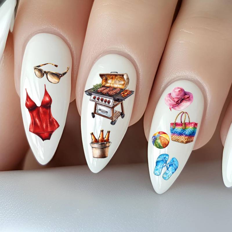 Sommer Pool Wasser Nagelsticker, Wasserschiebe Sticker Für Nägel, Nagel Sonne Strand Tropisch Badeparadies Grillen von Etsy - TheArtofNaildesign
