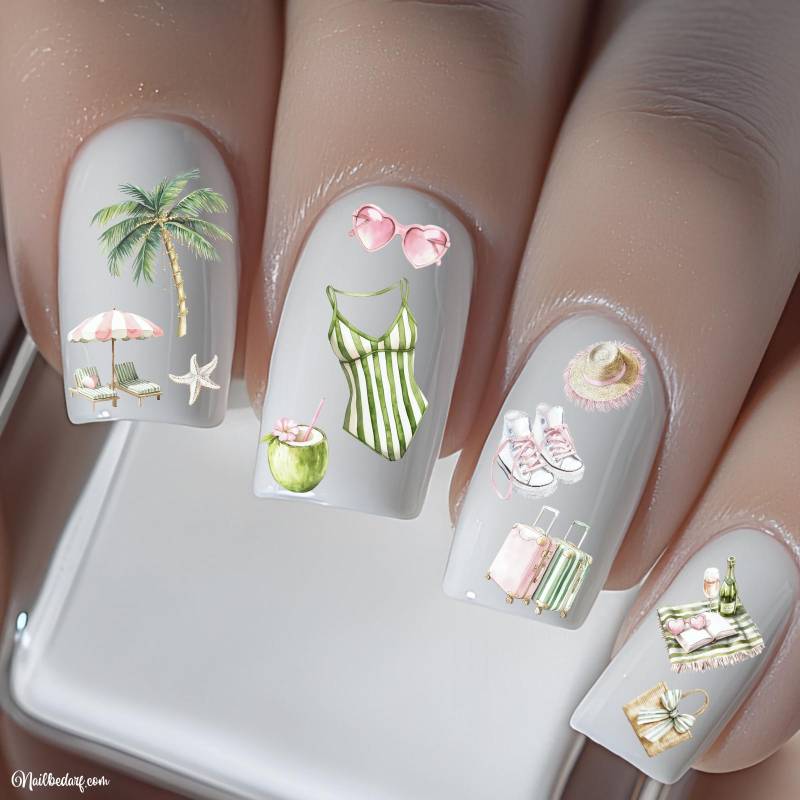 Sommer Urlaub Nagelsticker Strand Sonne Abziehbild Nägel Wasserschiebefolie Nailart Stickers von Etsy - TheArtofNaildesign