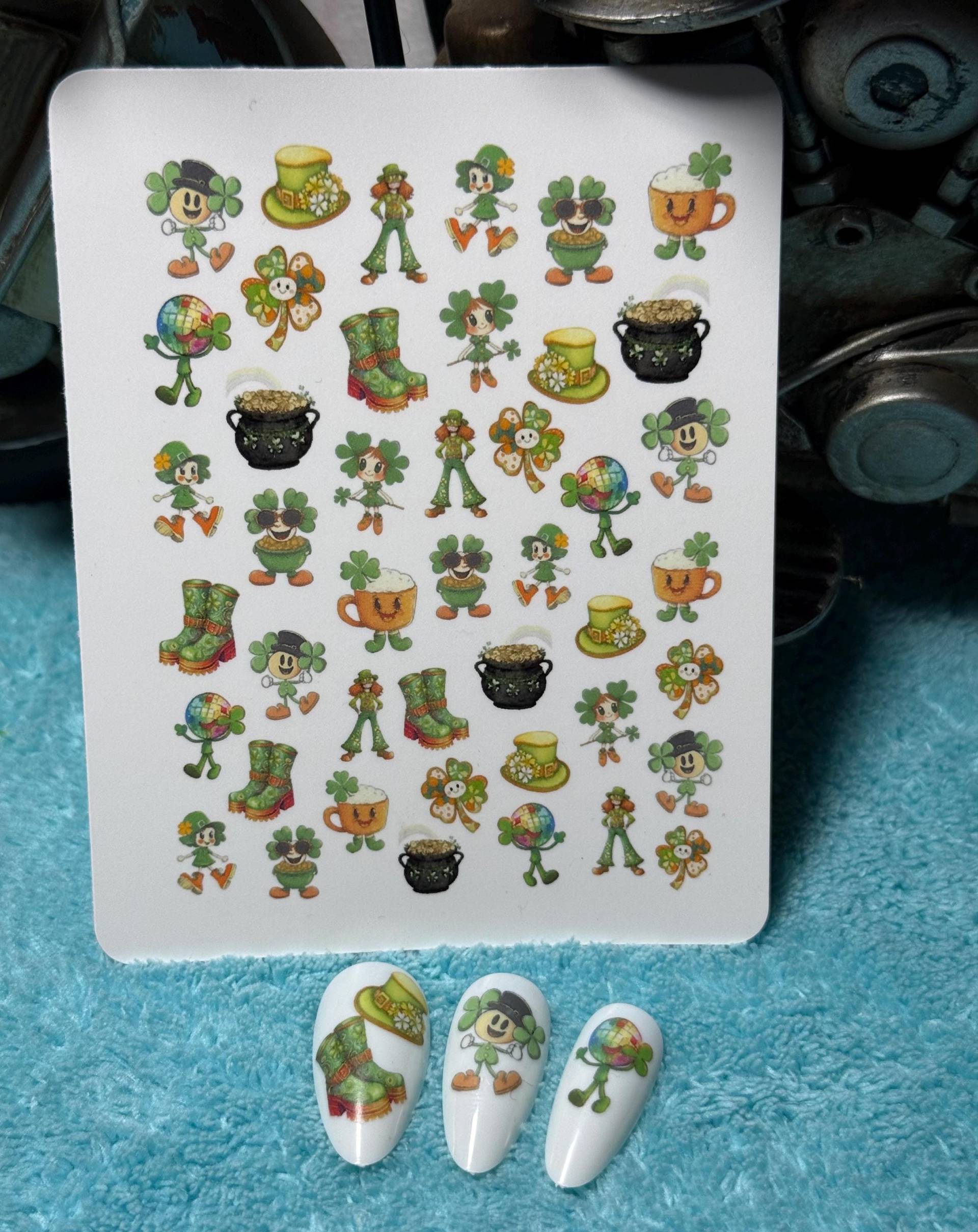 St. Patrick's Day Wasser Nagel-Sticker Kleeblatt, Stickers Für Nägel, Nailart Comic Art, Retro Stil St. Patrick's Day Wasser Nagel-Sticker Kleeblatt, Stickers Für Nägel, Nailart Comic Art, Retro Stil von Etsy - TheArtofNaildesign