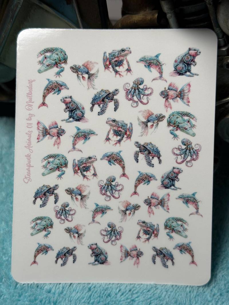 Steampunk Tiere Nailart Wasserschiebe Stickers Für Nägel, Nagel Sticker Delphin, Oktopus, Frosch von Etsy - TheArtofNaildesign