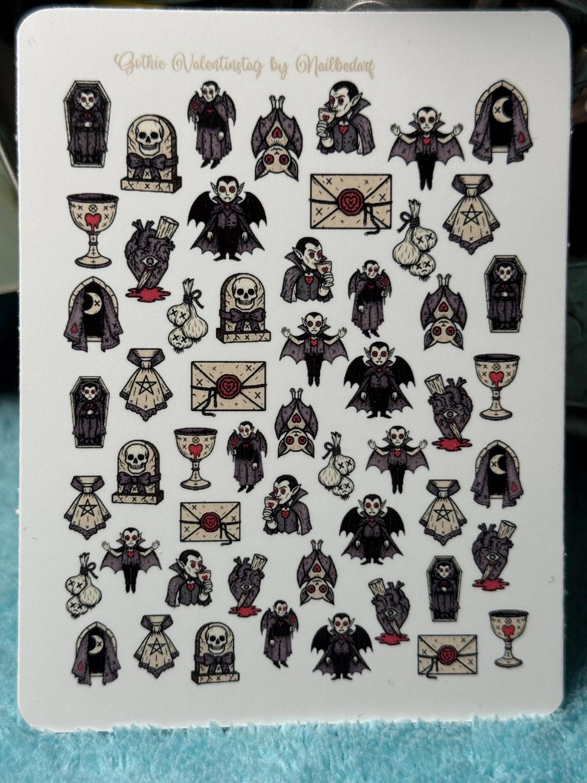 Süße Gothic Dracula Wasserschiebe Stickers Für Nägel, Nailart Nagelsticker Gruselige Vampire, Valentinstag Süße Gothic Dracula Wasserschiebe Stickers Für Nägel, Nailart Nagelsticker Gruselige Vampire, Valentinstag von Etsy - TheArtofNaildesign