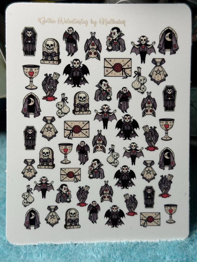 Süße Gothic Dracula Wasserschiebe Stickers Für Nägel, Nailart Nagelsticker Gruselige Vampire, Valentinstag von Etsy - TheArtofNaildesign