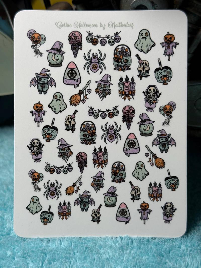 Süße Gothic Halloween Wasserschiebe Stickers Für Nägel, Nailart Nagelsticker Verfluchter Geist, Hexe, Schädel, Süßigkeiten von Etsy - TheArtofNaildesign
