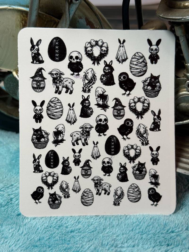 Unheimlich Und Niedliche Ostern Wasser Nagelsticker, Wasserschiebe Sticker Für Nägel, Pastell Goth Style Gruselige Ostern, Eier-Schädel von Etsy - TheArtofNaildesign