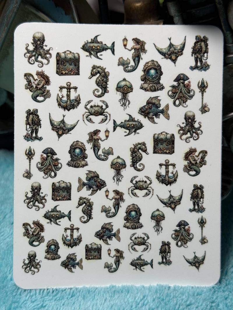 Unter Dem Meer Nailart Wasserschiebe Stickers Für Nägel, Nagelsticker Viktorianisch, Steampunk, Meerjungfrau von Etsy - TheArtofNaildesign