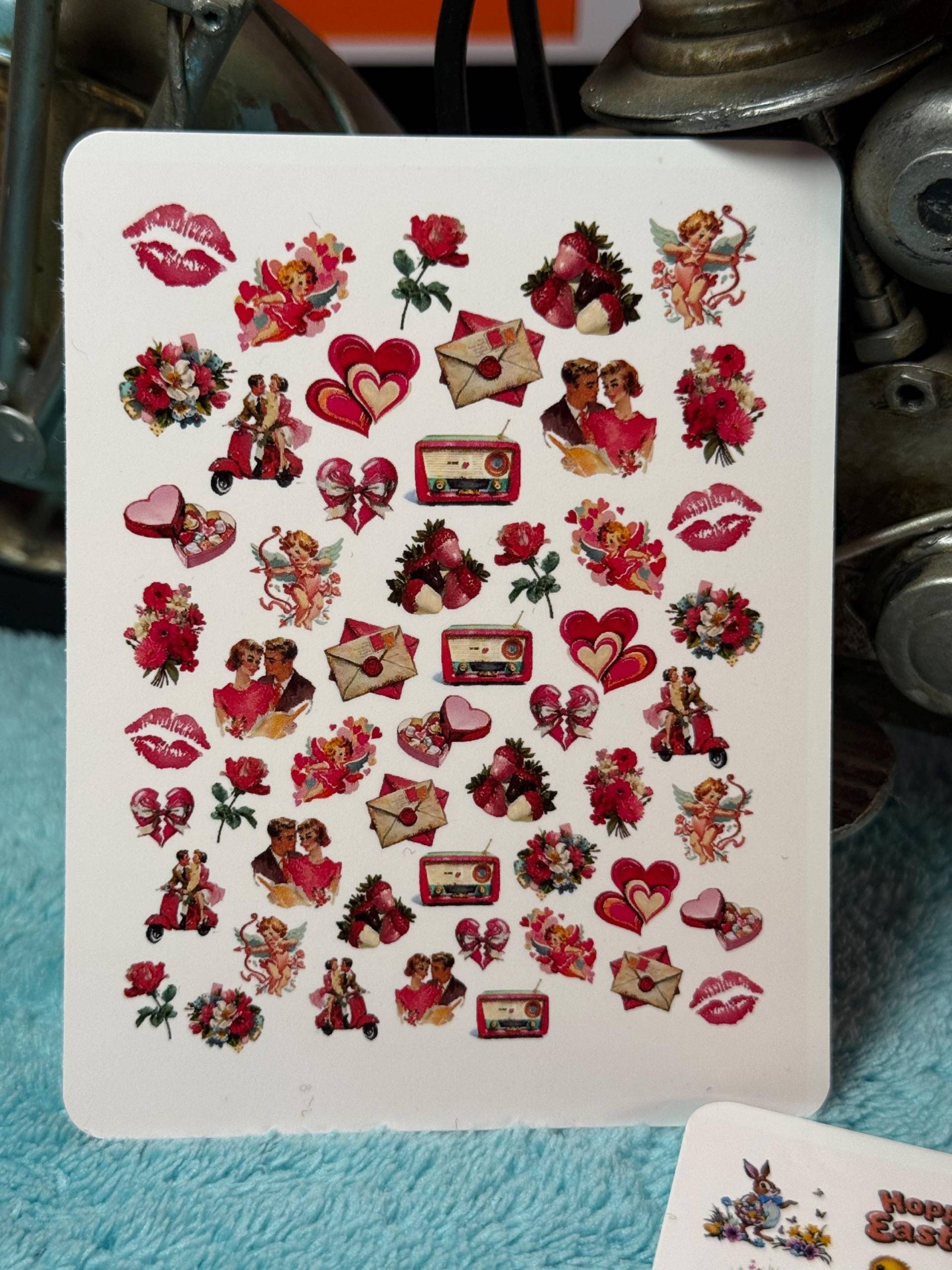 Valentinstag Nagel Wasserrutsche Nagelsticker - Wasserschiebe Stickers Nailart Wassernagel Sticker Vintage Lippen, Herzen, Blumen von Etsy - TheArtofNaildesign