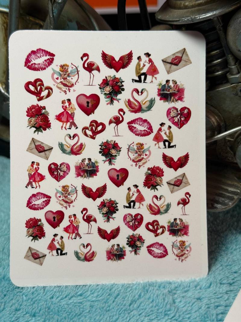 Valentinstag Nagel Wasserrutsche Nagelsticker - Wasserschiebe Stickers Nailart Wassernagel Sticker Vintage Lippen, Schwan, Liebespaare von Etsy - TheArtofNaildesign