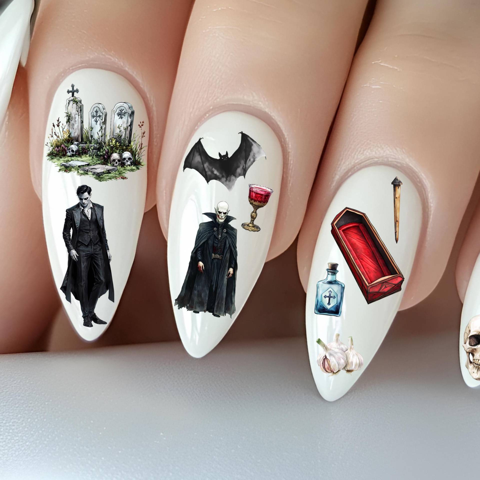 Vampir Wasser Nagelsticker, Wasserschiebe Sticker Für Nägel, Nagel Blutsauger, Nosferatus, Knoblauch, Blut von Etsy - TheArtofNaildesign
