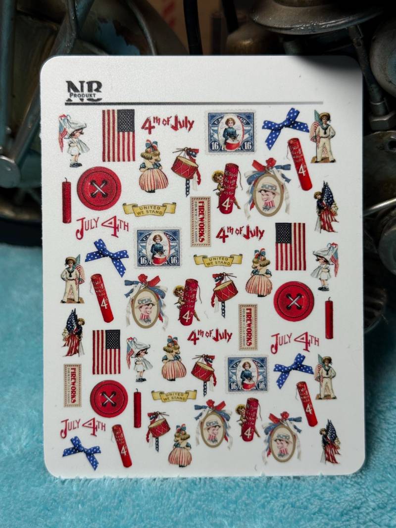 Vintage 4. Juli Wasser Nagelsticker , Wasserschiebe Sticker Für Nägel, Nagel Stickers Feuerwerk, Trommeln, Flagge von Etsy - TheArtofNaildesign