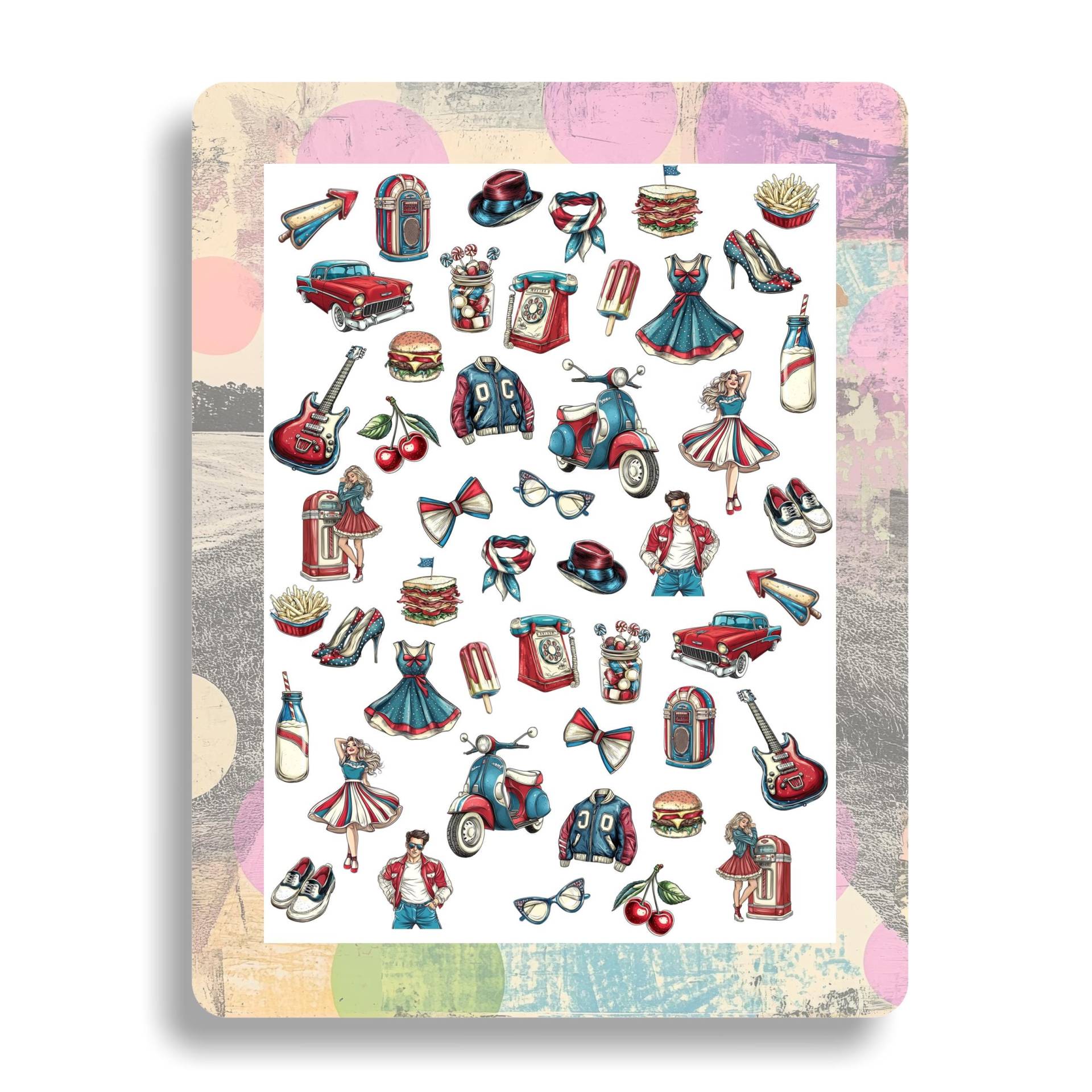 Vintage Diner Sock Hop Party Nagelaufkleber - Wasserschiebebilder Nägel Nailart Retro Jukebox, Milchshake von Etsy - TheArtofNaildesign