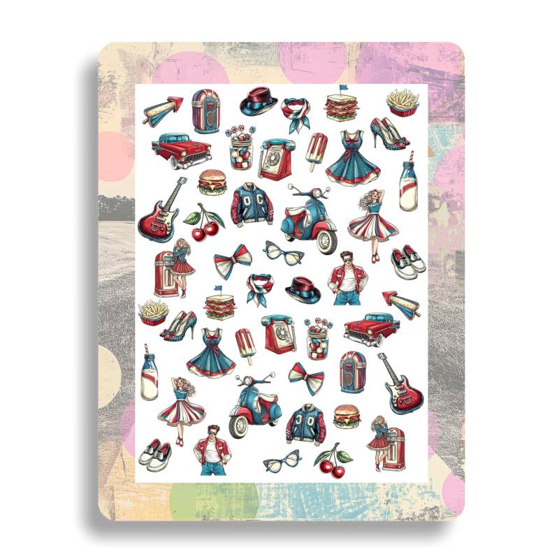 Vintage Diner Sock Hop Party Nagelaufkleber - Wasserschiebebilder Nägel Nailart Retro Jukebox, Milchshake von Etsy - TheArtofNaildesign
