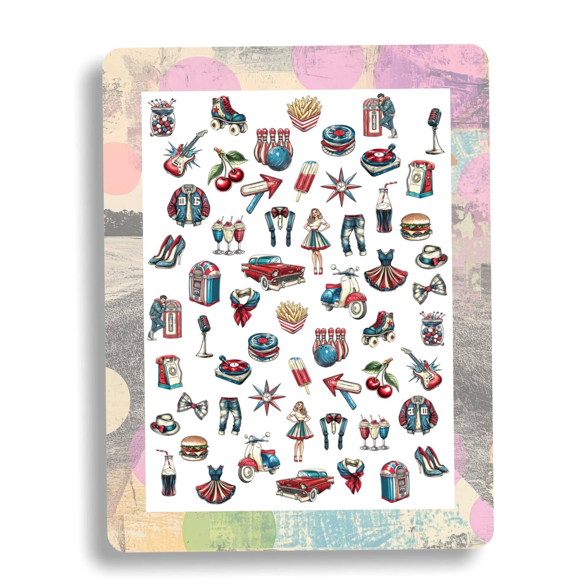 Vintage Diner Sock Hop Party Nagelaufkleber - Wasserschiebebilder Nägel Nailart Retro Jukebox, Milchshake von Etsy - TheArtofNaildesign