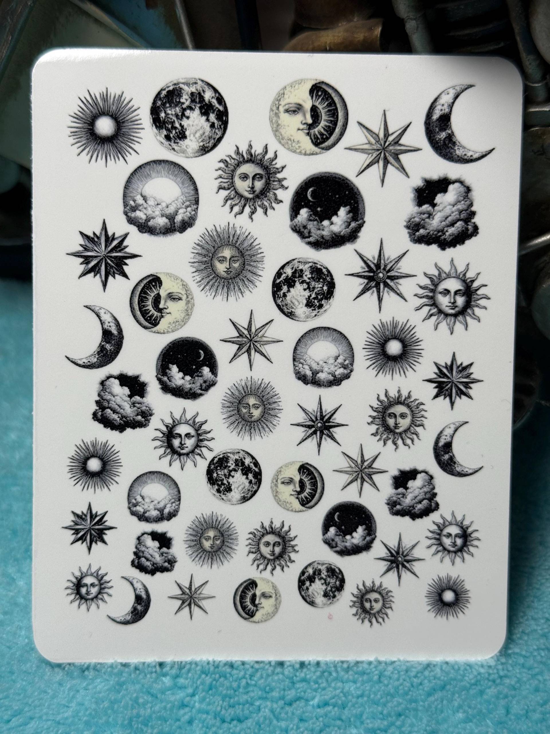 Vintage Himmelskörper Nailart Wasserschiebe Stickers Für Nägel, Nagelsticker Sonne, Mond, Sterne von Etsy - TheArtofNaildesign