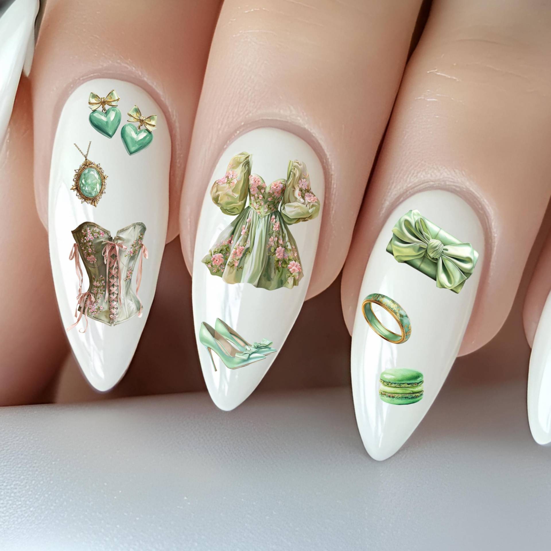 Vintage Lifestyle Wasser Nagelsticker, Wasserschiebe Sticker Für Nägel, Nagel Stickers, Cottagecore, Gemütlichkeit Grün von Etsy - TheArtofNaildesign