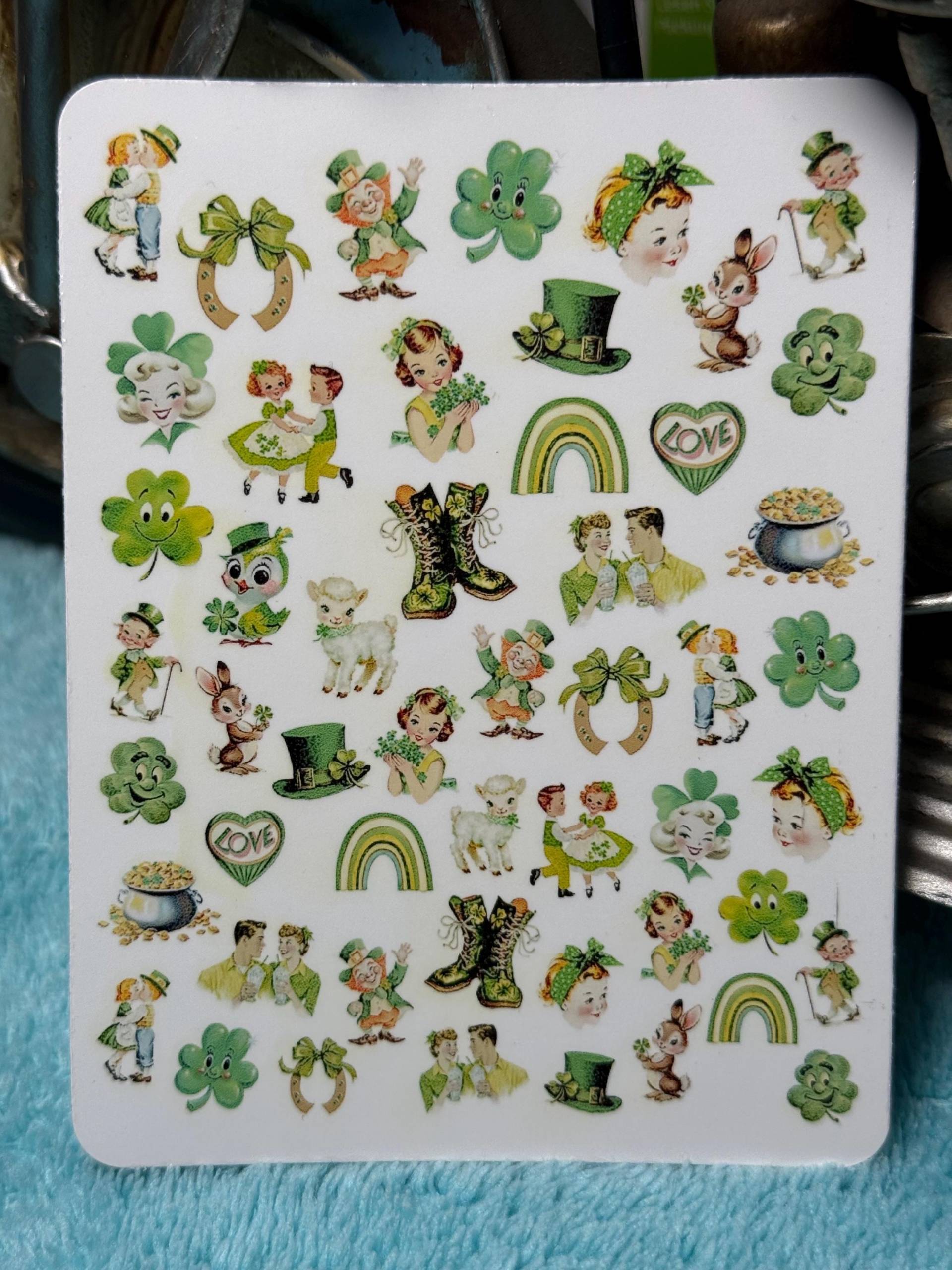 Vintage Retro St. Patrick's Nailart Wasserschiebe Stickers Für Nägel, Nagelsticker Kleeblatt Antik Shamrock Leprechaun Irisch Regenbogen von Etsy - TheArtofNaildesign